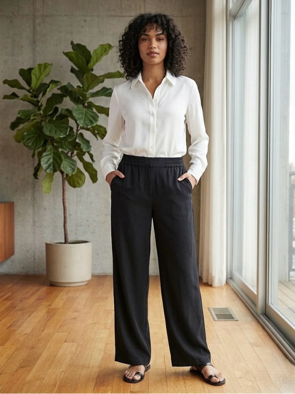 Classic Black Wide-Leg Trousers